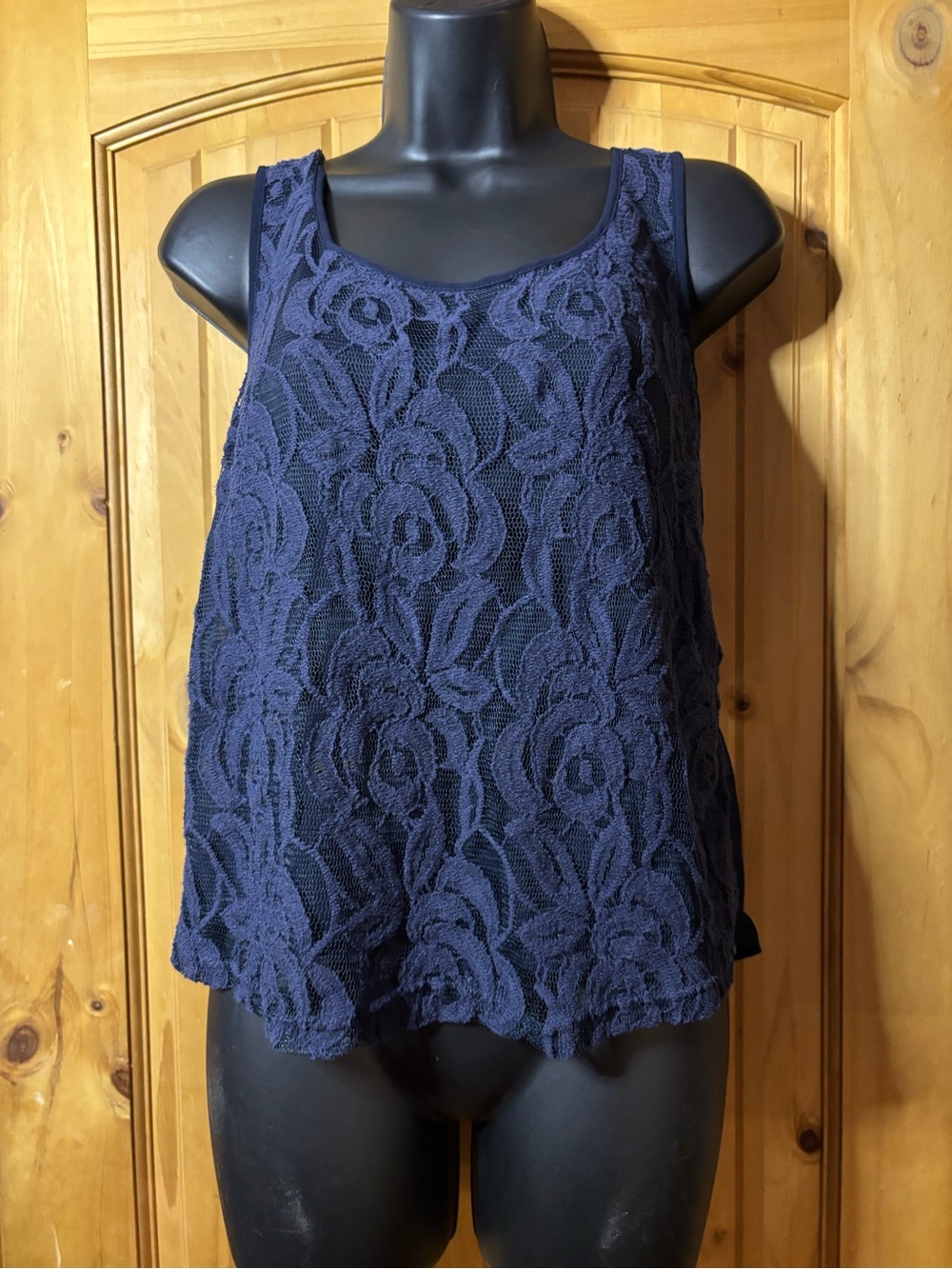 Lace Floral Navy Scoop Neck Camisole